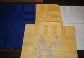 borduren kerst servietten onderleggers ecru beige blauw