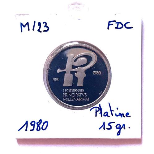 BELGIQUE M/23 Médaille PLATINE 15g Millénaire de Liège 1980, Postzegels en Munten, Munten | België, Setje, Overig, Ophalen of Verzenden