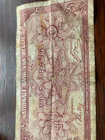 Biljet 5 Belgische frank 1943 (un belga) beschikbaar voor biedingen
