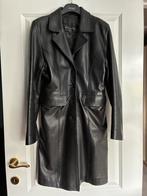Zwarte mantel in leder, Verzenden, Zwart, Zo goed als nieuw, Maat 36 (S)