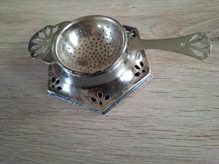 Vintage verzilverd theezeefje uit de jaren 1930, Antiek en Kunst, Antiek | Zilver en Goud, Zilver, Ophalen of Verzenden