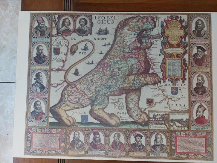 carte Leo Belgicus, Antiek en Kunst, Antiek | Schoolplaten, Ophalen