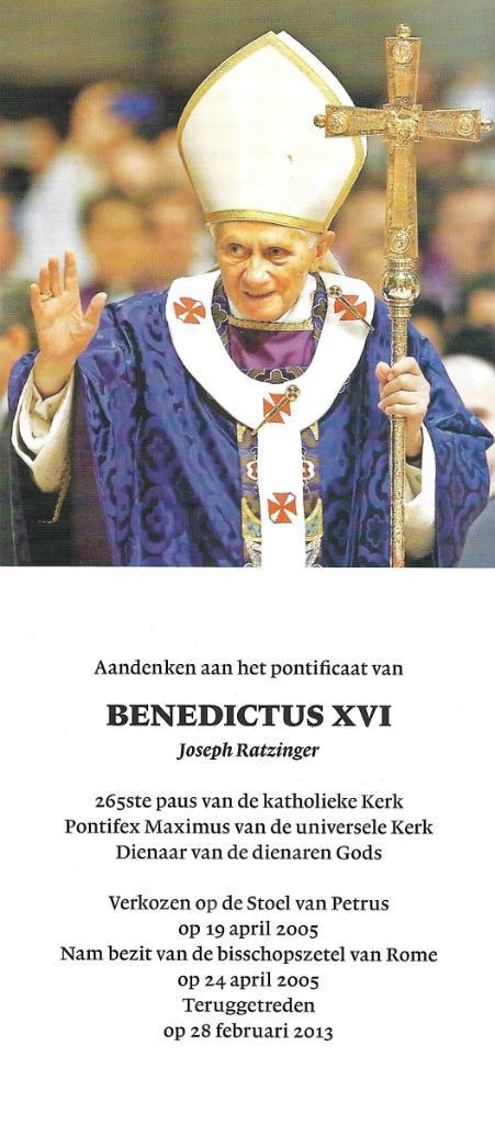 Kaart : Paus Benedictus XVI - N.a.v. zijn terugtreding., Verzamelen, Religie, Nieuw, Christendom | Katholiek, Kaart of Prent, Ophalen of Verzenden