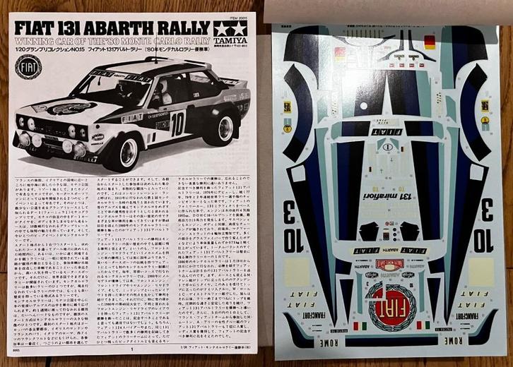 Fiat 131 Abarth MC 1980, Hobby en Vrije tijd, Modelbouw | Auto's en Voertuigen, Zo goed als nieuw, Auto, Groter dan 1:32, Tamiya