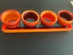 Serveelschaaltje met 4 potjes. Leuke cadeautip, Ophalen, Zo goed als nieuw, Rond, Schaal