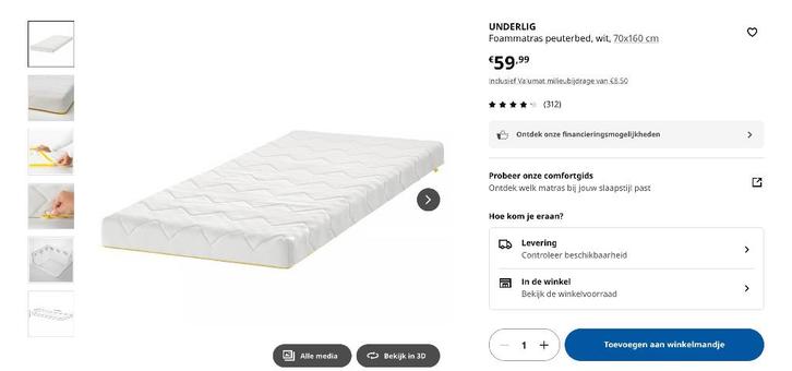 Peuter matras, Kinderen en Baby's, Kinderkamer | Bedden, Matras, Ophalen