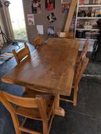 Eikentafel met 6 stoelen, Huis en Inrichting, Stoelen, Ophalen, Gebruikt, Overige kleuren, Rustiek