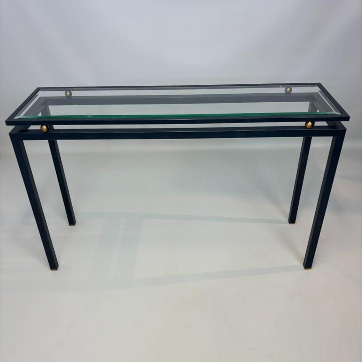 Console moderniste, Maison & Meubles, Tables | Dessertes, Utilisé, 25 à 50 cm, 100 à 150 cm, Rectangulaire, Verre, Métal, Enlèvement ou Envoi