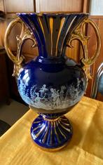 Blauwe vaas met gouden handvaten, Antiek en Kunst, Ophalen