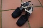 Sandalen - maat 41 - leder+stof, --, Zwart, Zo goed als nieuw, Sandalen of Muiltjes
