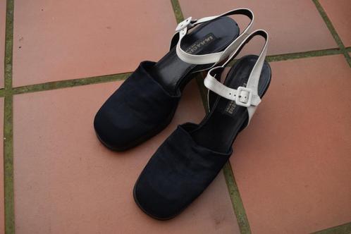 Sandalen - maat 41 - leder+stof, Kleding | Dames, Schoenen, Zo goed als nieuw, Sandalen of Muiltjes, Zwart, Ophalen of Verzenden