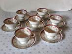 7 Theekopjes met schoteltjes van WAWEL made in Poland (Rood), Ophalen, Zo goed als nieuw, Porselein, Kop(pen) en/of Schotel(s)