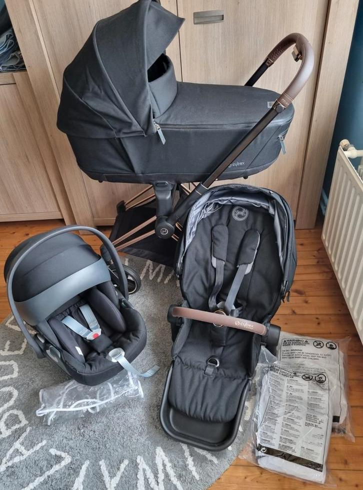 Cybex Priam 4 Rose gold frame/Deep Black in nieuwstaat!, Kinderen en Baby's, Kinderwagens en Combinaties, Zo goed als nieuw, Combiwagen