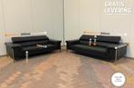 GRATIS LEVERING HEEL BE  Montel Leer Bankstel 3 + 2,5 Zits, Huis en Inrichting, Zetels | Zetels, 100 tot 125 cm, Driepersoons
