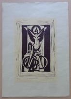 LOUIS PAUL BOON / RUIMTEVAARTSTER / ZW-W LINOSNEDE / 50x35cm, Antiek en Kunst, Ophalen of Verzenden