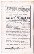 Zuster. Mortelmans Maria. ° Antwerpen 1824 † Antwerpen 1887, Enlèvement ou Envoi, Image pieuse