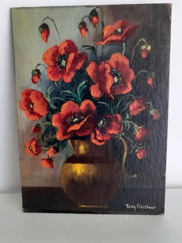 TONY FITELLAER Schilderij "klaprozen" Prijs: € 10 beschikbaar voor biedingen