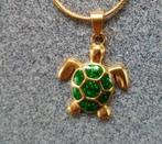 nieuw kettinghanger groen goudkleur schildpad (S'Steel) 2 cm, Neuf, Enlèvement ou Envoi, Or, Verre ou Cristal