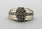 Gouden Vintage ring edelsteen smaragd en diamant. 2024/106, Handtassen en Accessoires, Ringen, Goud, Met edelsteen, 17 tot 18