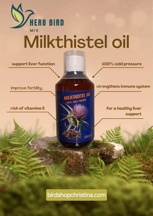 Mariadistelolie 300ml 100% Bio Koud Geperst, Dieren en Toebehoren, Vogels | Toebehoren, Nieuw, Ophalen of Verzenden