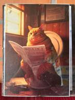 Prent/ canvas kat op wc, Verzamelen, Postkaarten | Dieren, Ophalen of Verzenden