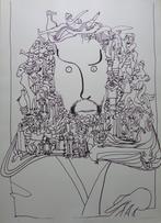 VIC GENTILS / FIGUUR / ZW-W ZEEFDRUK / 78x56cm / SIG / 1973, Antiek en Kunst, Kunst | Litho's en Zeefdrukken, Ophalen of Verzenden