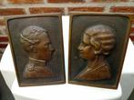 Bronzen plaatjes Leopold en Astrid, Antiek en Kunst, Ophalen, Brons