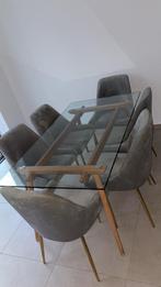 Tafel en stoelen, Ophalen, Zo goed als nieuw, Rechthoekig, Glas