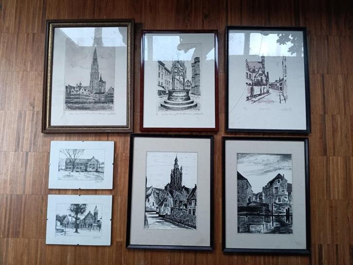 Set etsen allen gesigneerd A. Welles + bewijs van uitgave, Antiek en Kunst, Kunst | Etsen en Gravures, Ophalen of Verzenden