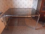 table en verre tubulaire 70's, Maison & Meubles, Bureaux, Enlèvement, Comme neuf, Bureau