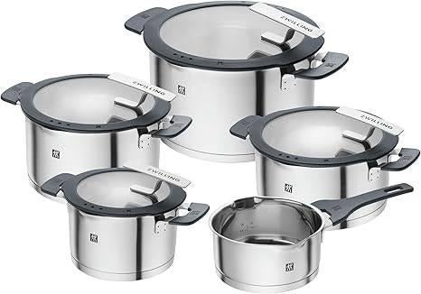 ZWILLING | Set van 5 roestvrijstalen kookpotten | Nieuw, Huis en Inrichting, Keuken | Potten en Pannen, Nieuw, Pannenset, Overige materialen