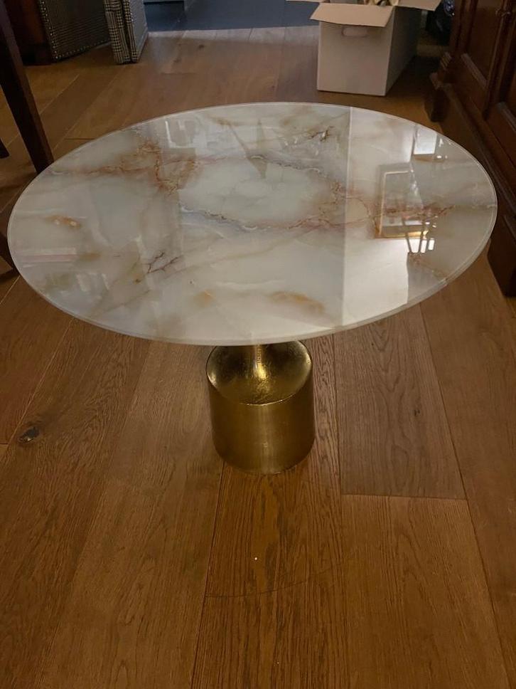 NIEUWE BIJZETTAFEL GOUD met WIT BLAD 48 cm., Maison & Meubles, Accessoires pour la Maison | Autre, Neuf, Enlèvement ou Envoi