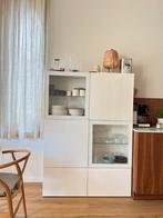 Kast Ikea hoogglans wit & glas, Huis en Inrichting, Kasten | Dressoirs, Ophalen, Gebruikt, 25 tot 50 cm, Glas