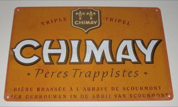 CHIMAY BIER : Metalen Bord Chimay Trappistenbier, Verzamelen, Biermerken, Nieuw, Reclamebord, Plaat of Schild, Overige merken