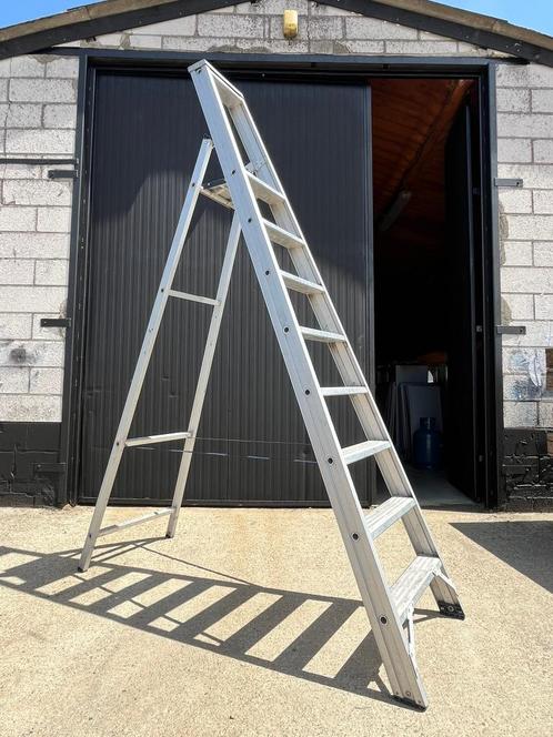 DAS 1x8 alu trapladder 2,00m (professioneel), Doe-het-zelf en Bouw, Ladders en Trappen, Gebruikt, Trap, 2 tot 4 meter, Opvouwbaar of Inschuifbaar