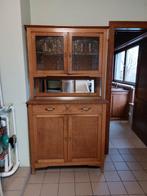 Antieke kast eikenhout met sierbeglazing en spiegelstuk, Antiek, Avec tiroir(s), 100 à 150 cm, Chêne