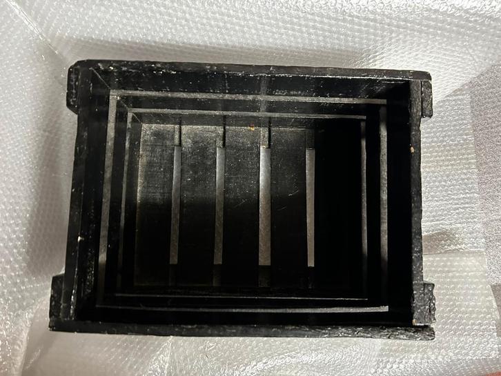 Zwart houten krat “Belle‑Vue / Vandenstock, Doe-het-zelf en Bouw, Kratten en Dozen, Gebruikt, Krat, Minder dan 50 cm, Minder dan 35 cm