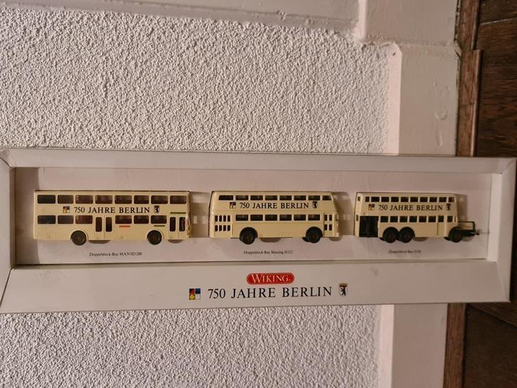 Set van 3 dubbeldekkers bus Berlijn - Wiking 1/87, Hobby en Vrije tijd, Modelauto's | 1:87, Zo goed als nieuw, Bus of Vrachtwagen