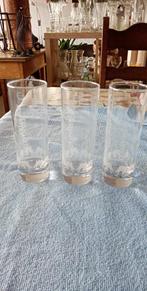 glazen long drinks Courvoisier geëtste 3 stuks, Nieuw, Ophalen of Verzenden, Borrel- of Shotglas