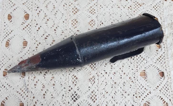 Oude Franse doorleefde zinken ( slijpsteen) houder, zeis, Antiek en Kunst, Antiek | Gereedschap en Instrumenten, Ophalen of Verzenden