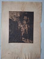 Ets van Jean Delvin "Stierenvechter", Antiek en Kunst, Ophalen of Verzenden