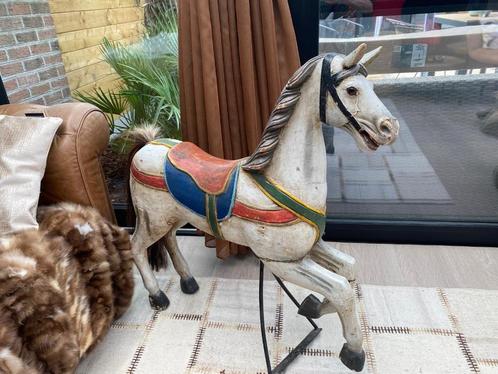 PRACHTIG ECHT ANTIEK HOUTEN CAROUsSEL PAARD, Antiek en Kunst, Kunst | Beelden en Houtsnijwerken, Ophalen
