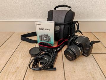 Prachtige Canon EOS 450D Spiegelreflexcamera + 18-55mm lens beschikbaar voor biedingen