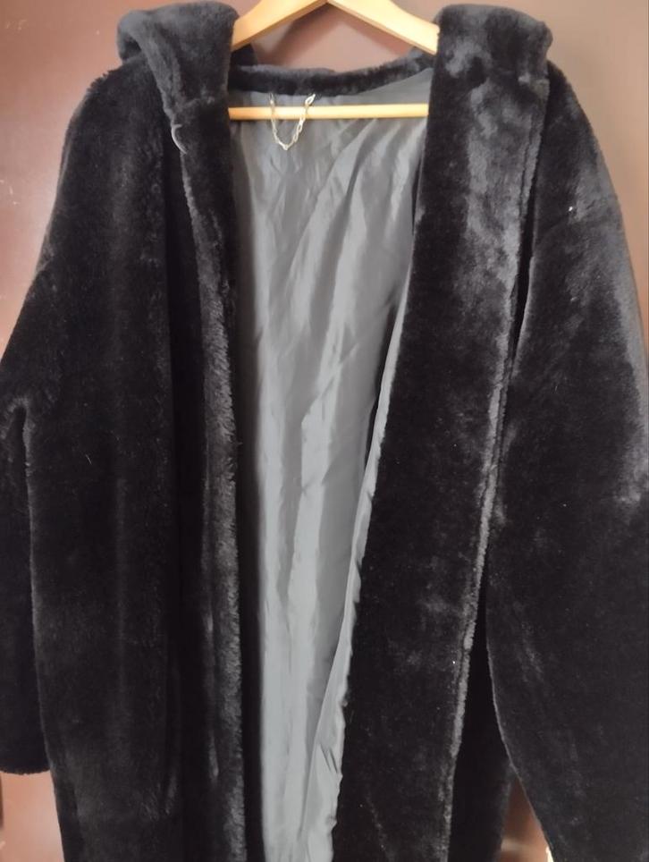 Prachtige zwarte warme winterjas dames., Kleding | Dames, Jassen | Winter, Gedragen, Maat 42/44 (L), Zwart, Ophalen of Verzenden