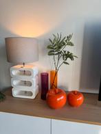 Koppel keramiek appels met 2 gekleurde vazen/windlichten, Ophalen of Verzenden