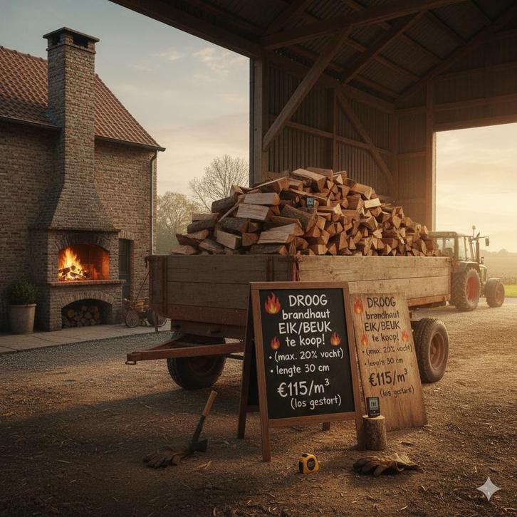 droog brandhout eik/beuk 30 cm - gratis thuis gebracht, Jardin & Terrasse, Bois de chauffage, Bûches, Chêne, 6 m³ ou plus, Enlèvement