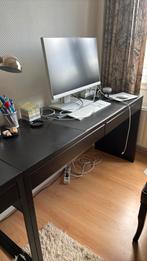 Zwarte bureau 2 delen samen 215 cm lan, Ophalen, Zo goed als nieuw, Bureau