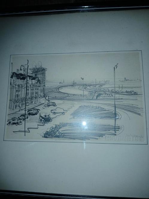 Prachtige schets van Zeebrugge, Antiek en Kunst, Kunst | Tekeningen en Fotografie, Ophalen