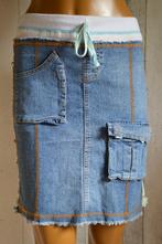 Rok met jeans en stof blauw/wit Small, Gedragen, Ophalen of Verzenden, Maat 36 (S), Geen merk