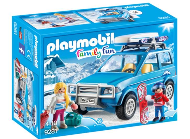Playmobil - Ski auto met dakkoffer - 9281, Kinderen en Baby's, Speelgoed | Playmobil, Zo goed als nieuw, Complete set, Ophalen